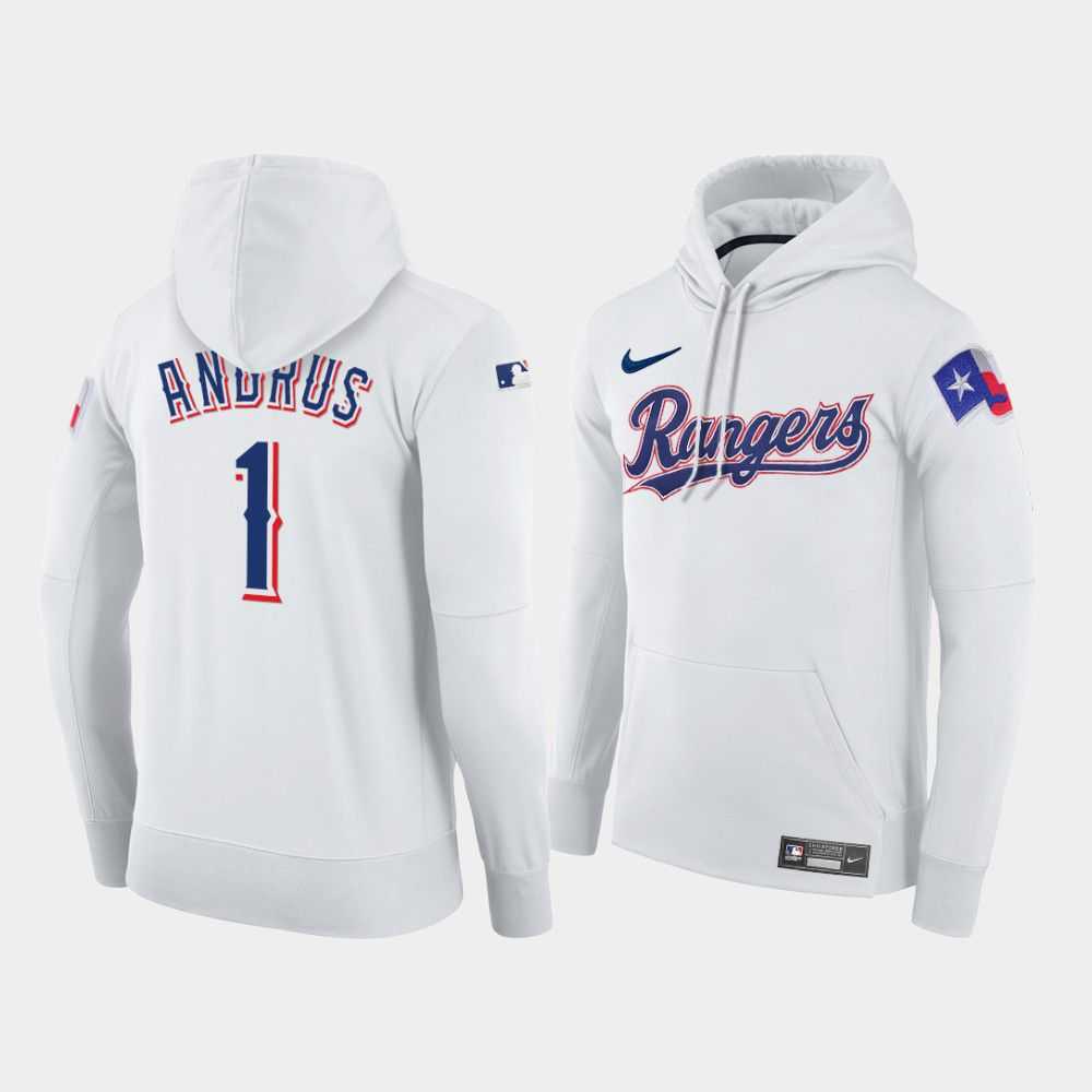 Men Texas Rangers 1 Andrus white home hoodie 2021 MLB Nike Jerseys